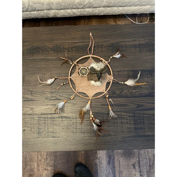 Leather Stretched Authentic DreamCatcher W/ Accent Moose - Picture 1 of 8